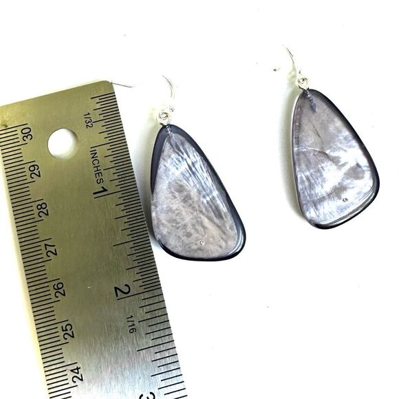 Purple frosted beaded drop earrings - Picture 4 of 6